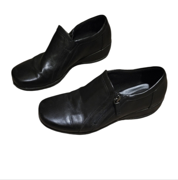 CLARKS LEATHER BENDABLES Clogs Black Size 10 - Picture 5 of 9